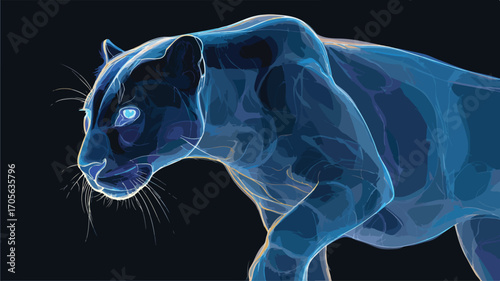 Glowing Moonlit Panther with Abstract Design for Creative Projects