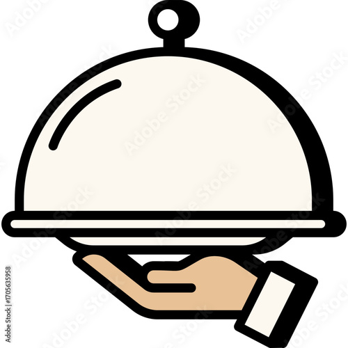Hand Holding Serving Tray Vector Icon