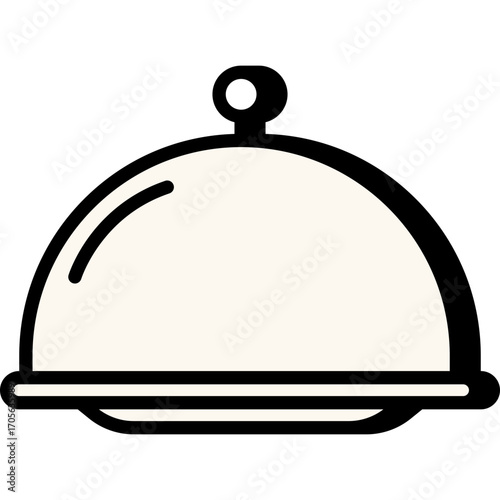 Cloche serving tray for festive dinner, vector icon