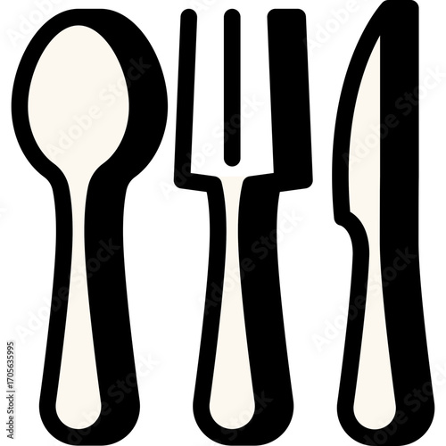 Cutlery Silhouette of Spoon, Fork and Knife