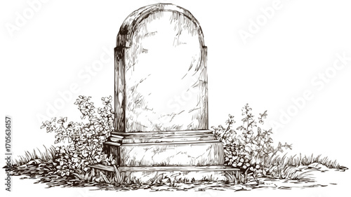 Ancient Religious Tombstone Sketch Concept for Adobe Stock Photos