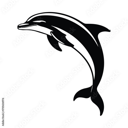 Oceans embrace a dolphin logo design with sun icon and simple artwork style