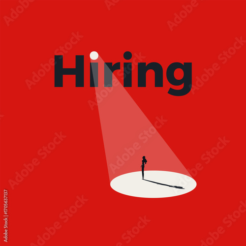 Business Hiring social media banner, vector concept. Symbol of spotlight, advertisement. Minimalist design eps10 illustration.