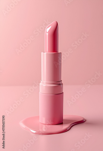 Pink lipstick on a pink background.