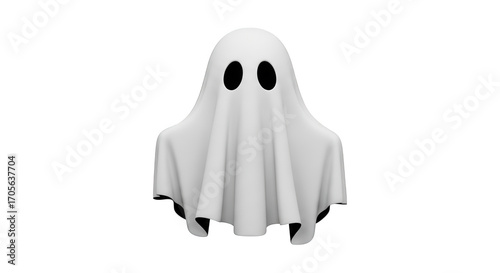 Simple white ghost with eye holes isolated on transparent background