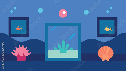 Peaceful underwater retreat vector illustration of a lone hermit crab in a coral reef sanctuary