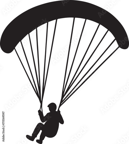 Paraglider silhouette vector design perfect for sky sport, adventure travel, freedom flight and outdoor activity.