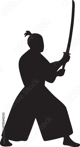 Samurai warrior silhouette vector design perfect for martial arts, Japan culture and battle themes.