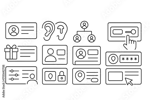 Communication, privacy linear icon set. messaging, contact icons in simple line style