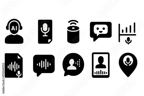 Podcast and audio filled icon set. streaming, microphone, music icons collection
