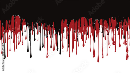 Elegant Dripping Blood Liquid Borders Silhouette in Black