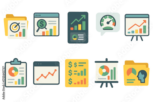 Finance, business 3d icon set. data analysis, growth tracking icons in 3d collection