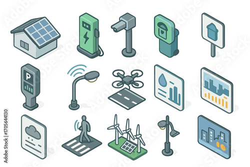 Sustainability and renewable energy icon set. eco-friendly, green icons in 3d style
