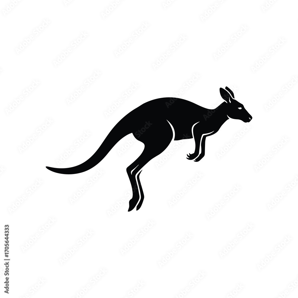 Fototapeta premium Jumping Kangaroo Mid Hop Silhouette