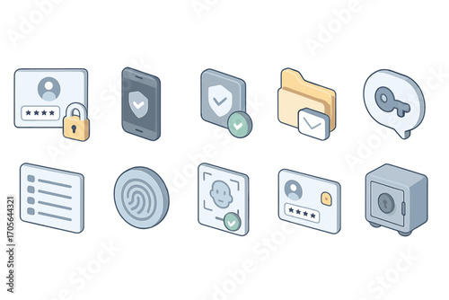 Security, privacy flat icon set. password, lock, key, data icons flat collection