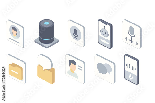 Communication, technology 3d icon set. network, chat, voice assistant icons collection