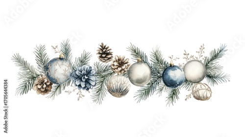 Wallpaper Mural Silver Christmas border christmas illustration ornaments. Torontodigital.ca