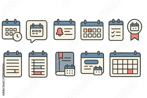 Calendar and planner icon set. perfect outline icons for organizing your schedule