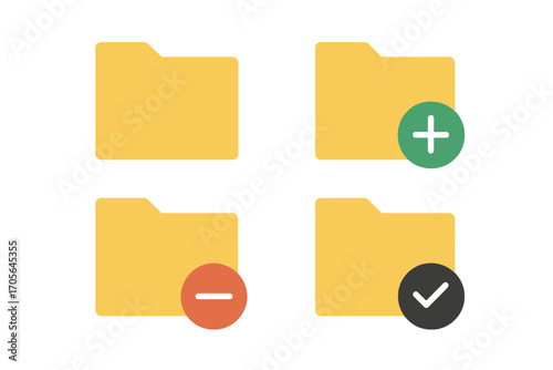 File management flat icon set. organize, access, execute system operations easily