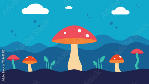 Surreal underwater jungle scene with electric glowing fish and bioluminescent flora vector illustration