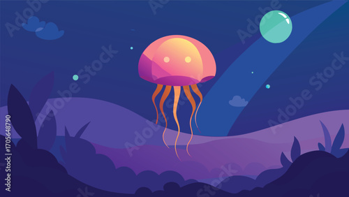 Surreal underwater scene vector illustration fish and sea creatures scalable eps