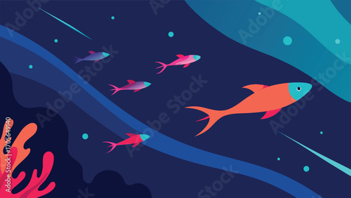 Surreal underwater scene with giant seahorses vector illustration scalable eps icon