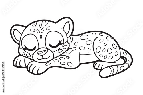 Adorable Sleeping Baby Cheetah Cub Coloring Page for Kids