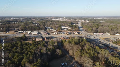 Aerial landscape Legions Park winter after Hurricane Helene Conyers Rockdale County Georgia
