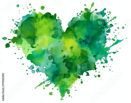 A large white heart made of watercolor paint on a red background,