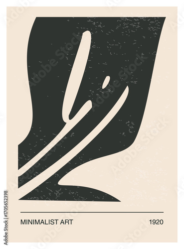 Minimalist poster with abstract organic shapes composition in trendy contemporary collage style