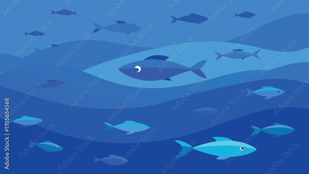 Obraz premium Vibrant underwater scene schools of tropical fish swimming in blue ocean currents