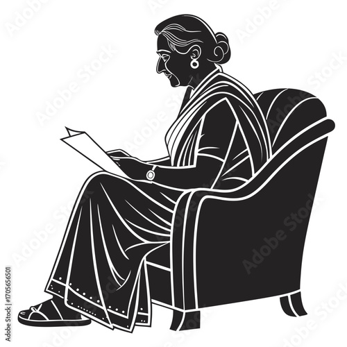old man sitting on a chair and reading a book