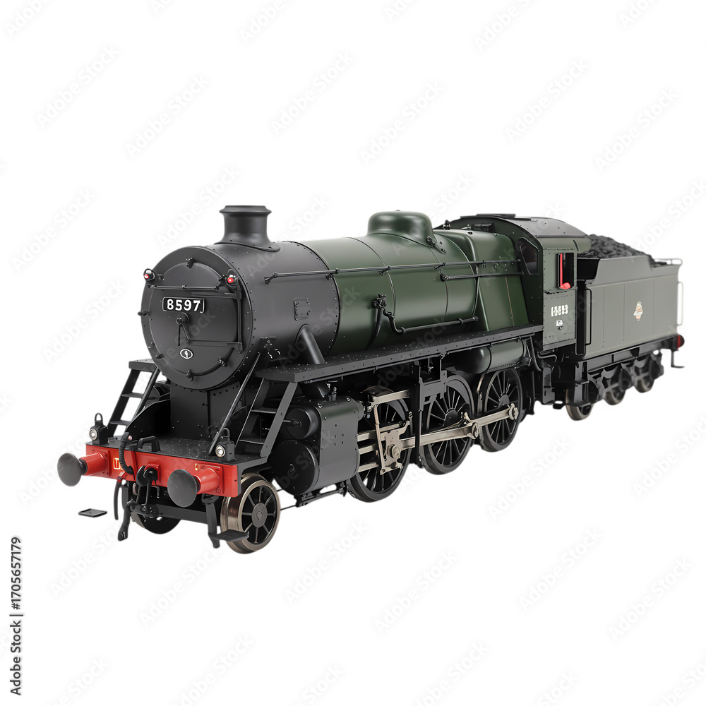 Fototapeta premium Detailed Model of a British Steam Locomotive A Collectors Item on transparent background