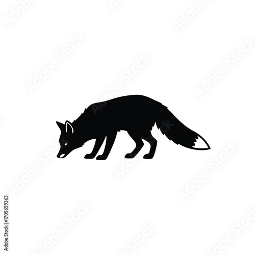 Sniffing Fox Silhouette Side View