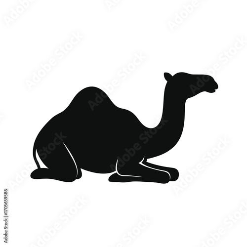 Sitting Resting Dromedary Camel Silhouette Minimal Vector