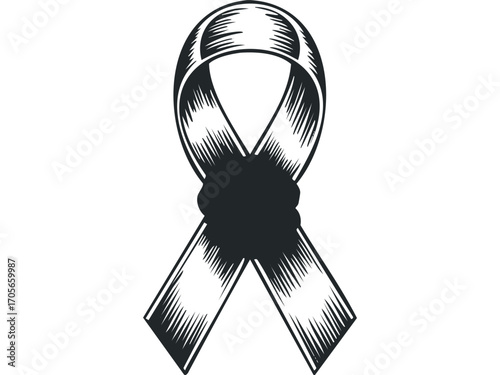 Awareness Ribbon Symbol Grunge Texture. Vector hand drawn illustration