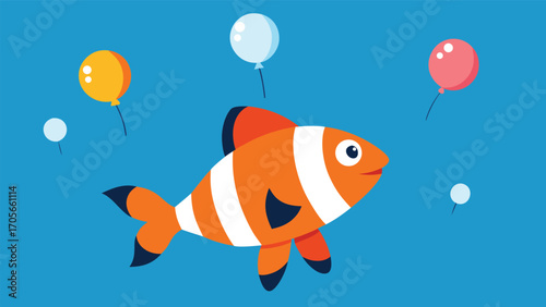 Whimsical underwater parade with festive fish and crabs in a vibrant marine celebration