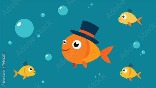 Whimsical underwater scene featuring a clownfish and floating balloons vector illustration