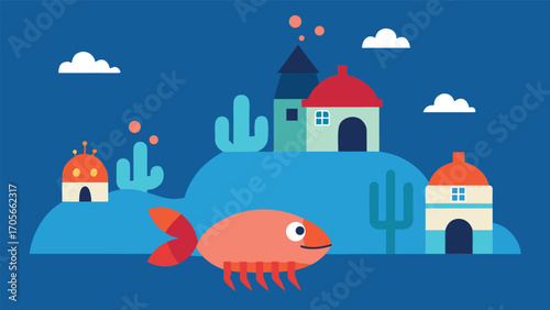 Whimsical underwater scene with dapper seahorses wearing top hats vector illustration