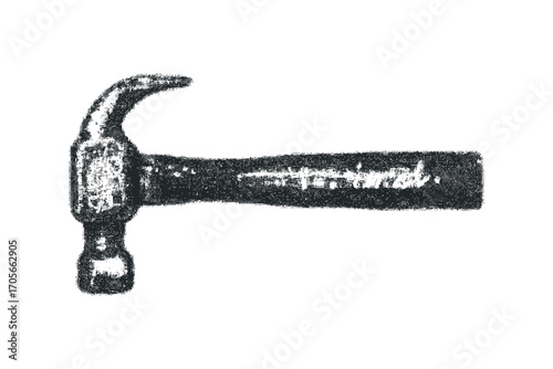 Textured claw hammer on transparent background. Vector hand drawn illustration