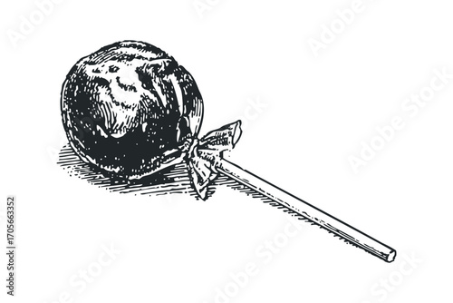 Sketch of a wrapped lollipop on a stick. Vector hand drawn illustration