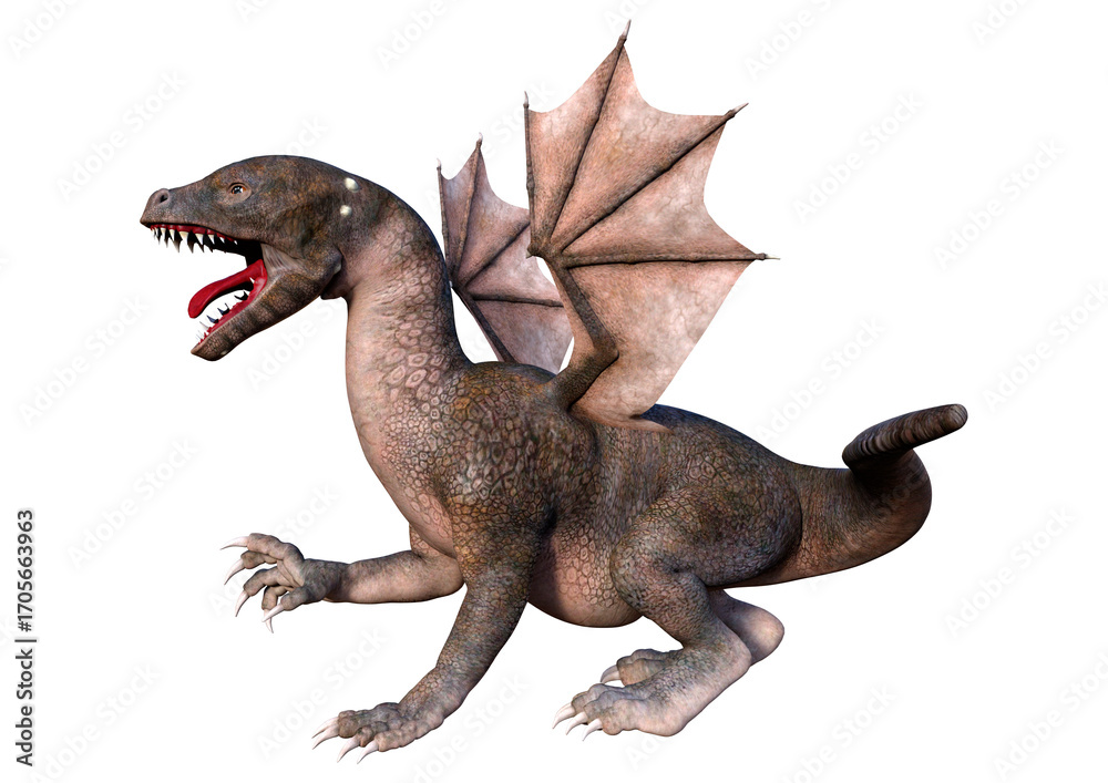 Fototapeta premium 3D Rendering Fairy Tale Dragon on White