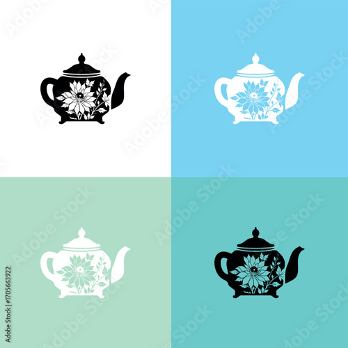 teapot with beautiful and charming flowers