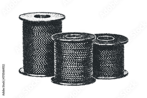 Group of textured canisters on transparent background. Vector hand drawn illustration