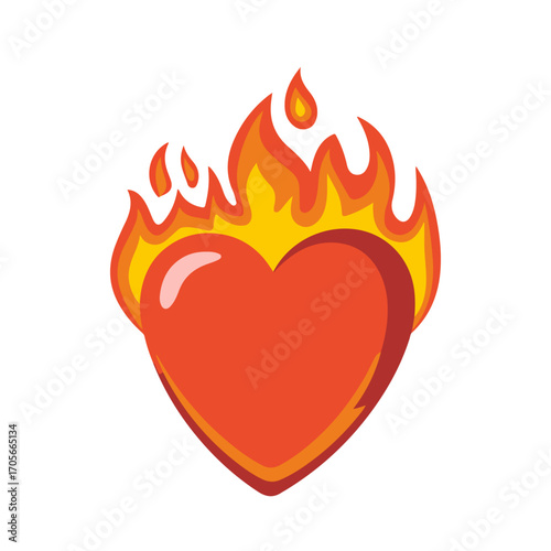 heart on fire emoji vector icon illustration
