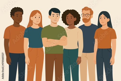 Diverse Team Illustration – Flat Vector Group of People for Business, Community and Inclusion Design