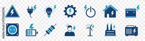 Electricity vector flat icon set