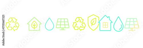 Vibrant gradient symbols illustrating environmental sustainability, green energy, and ecological conservation concepts