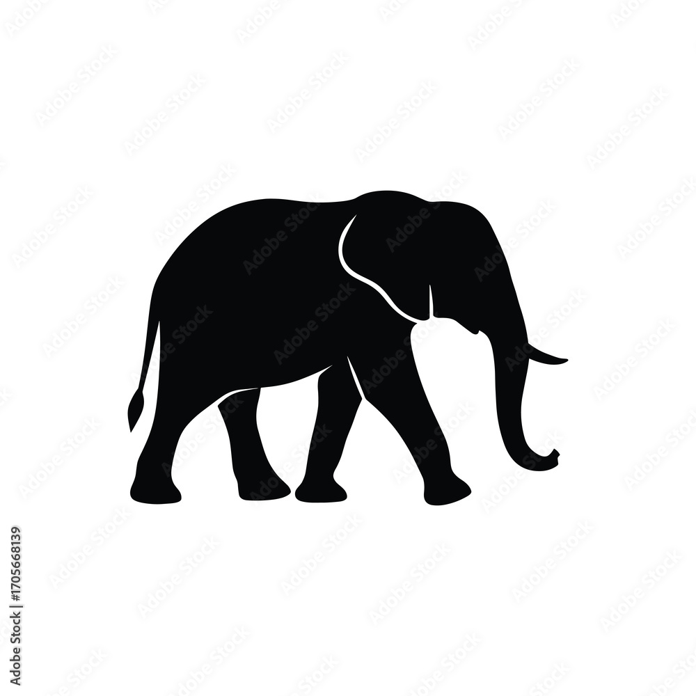 Obraz premium Walking Elephant Silhouette – Side View