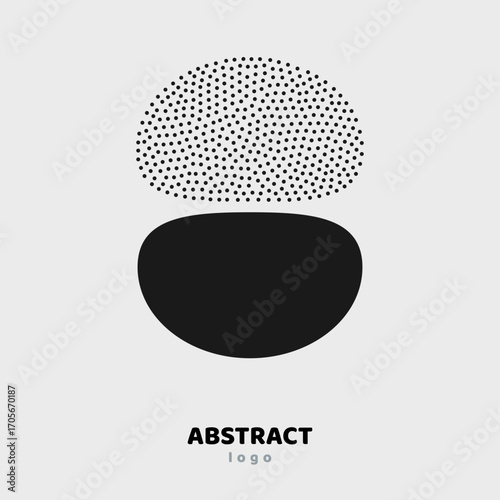 Abstract concept of destroying particle, dissolution. Black and white scheme of erosion. Vector illustration. Dissolve disintegrate of nanoparticle, cell. Minimal scientific medical logo infographic